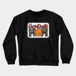 Basketball Mom Leopard Basketball  Mom Crewneck Sweatshirt